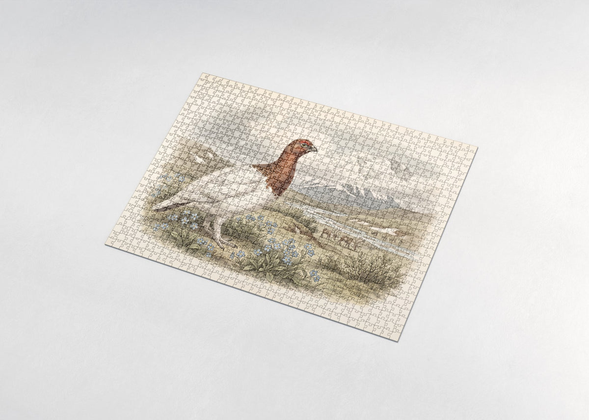 Alaska State Bird and Flower: Willow Ptarmigan and Forget Me Not jigsaw puzzle - assembled puzzle