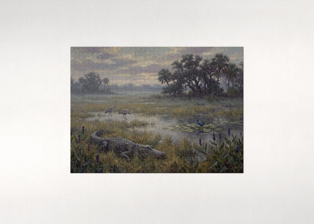 Alligator at the Florida Marsh jigsaw puzzle - gift box