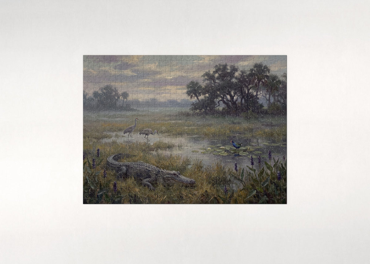 Alligator at the Florida Marsh jigsaw puzzle - flat puzzle