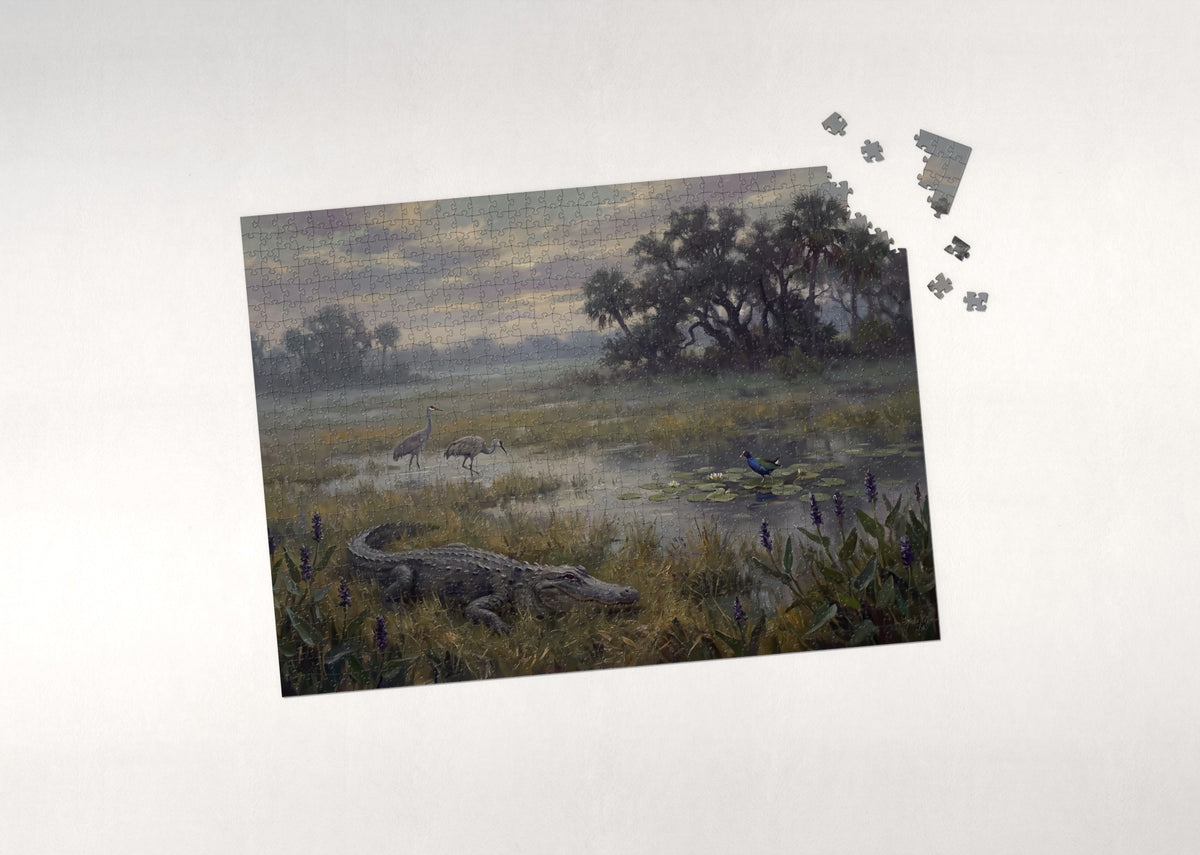 Alligator at the Florida Marsh jigsaw puzzle - puzzle with loose pieces