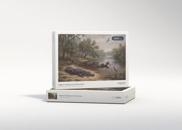 Alligator Basking on the Riverbank jigsaw puzzle - gift box
