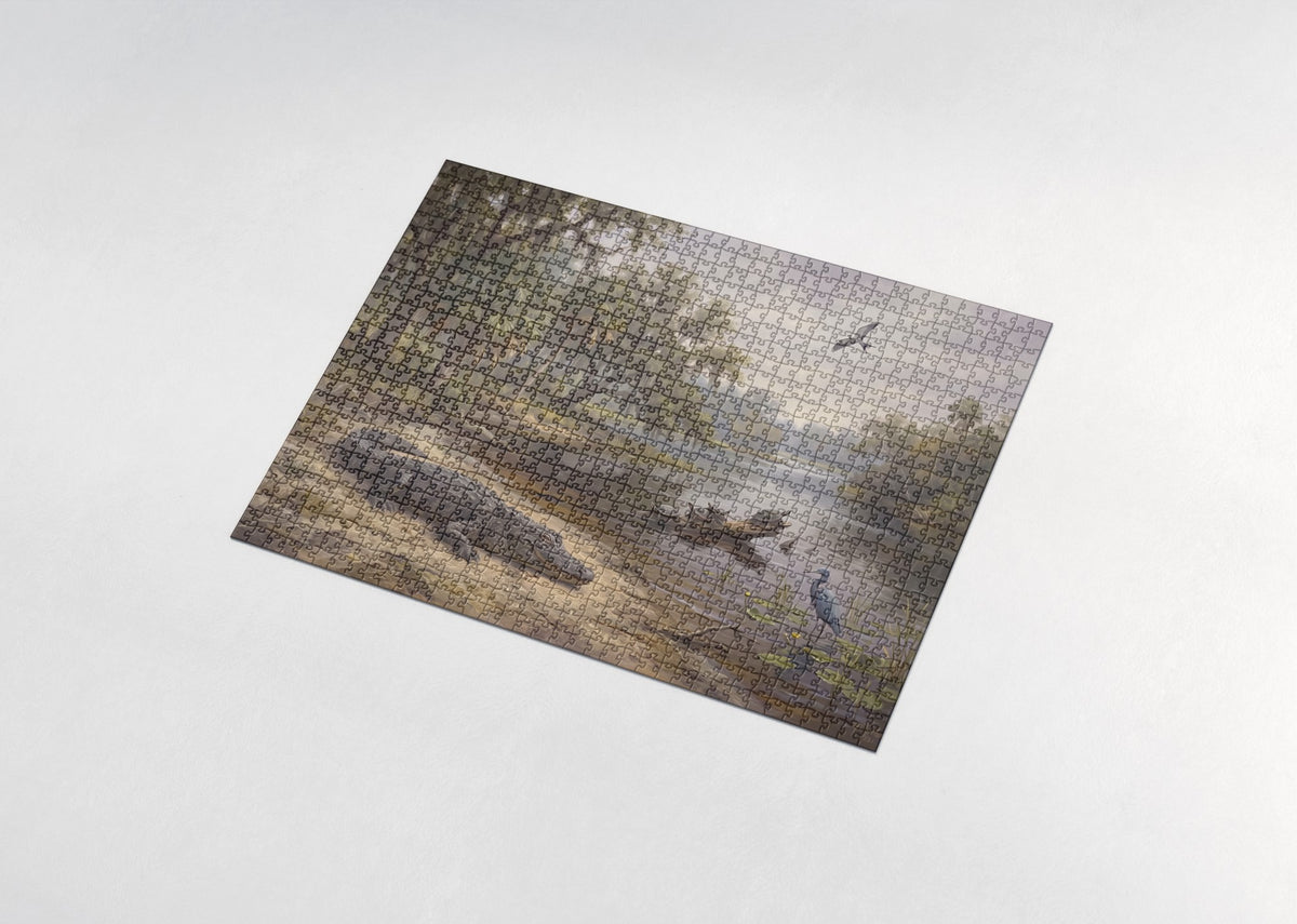Alligator Basking on the Riverbank jigsaw puzzle - assembled puzzle