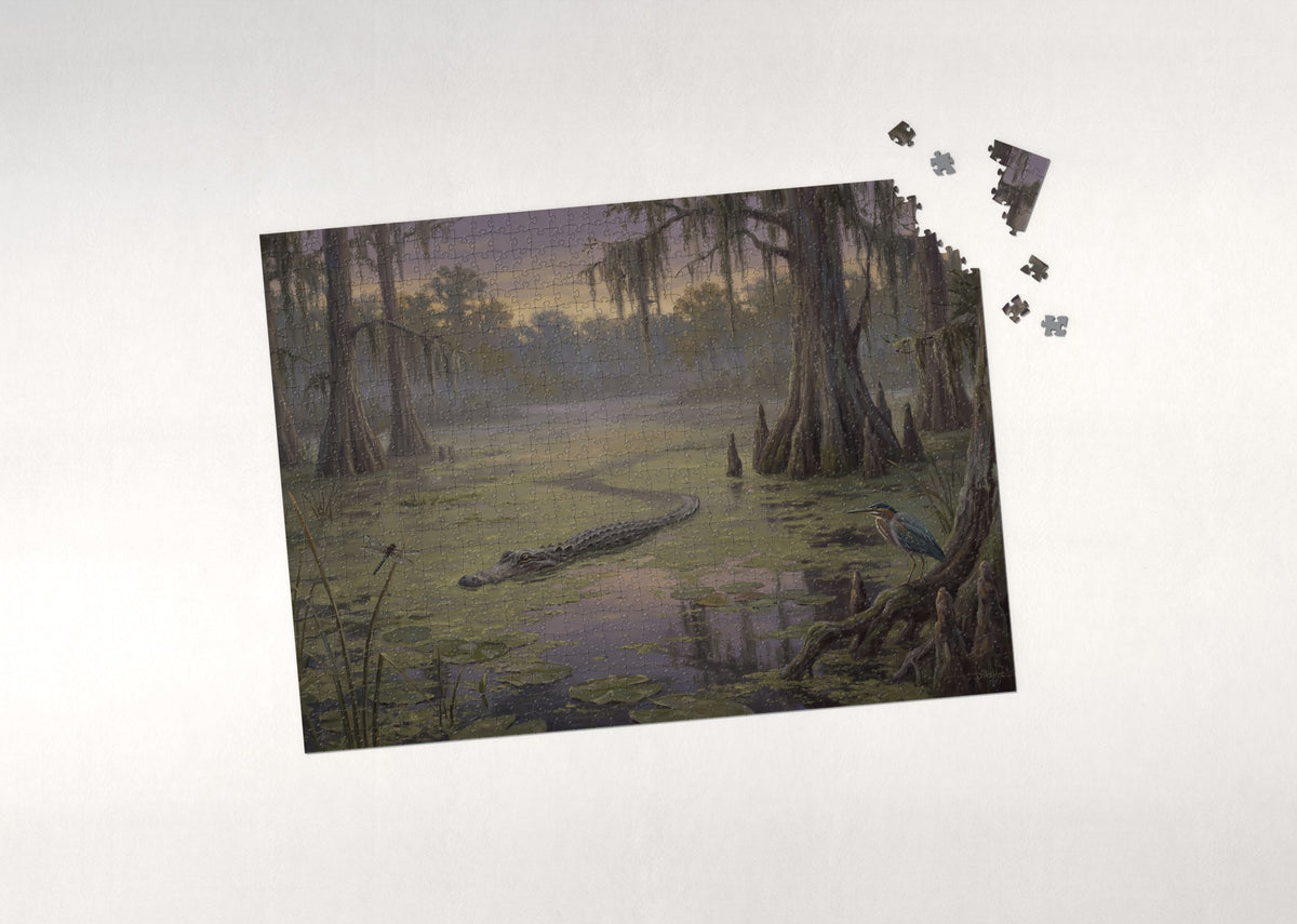 Alligator Eyes Above the Water jigsaw puzzle - puzzle with loose pieces