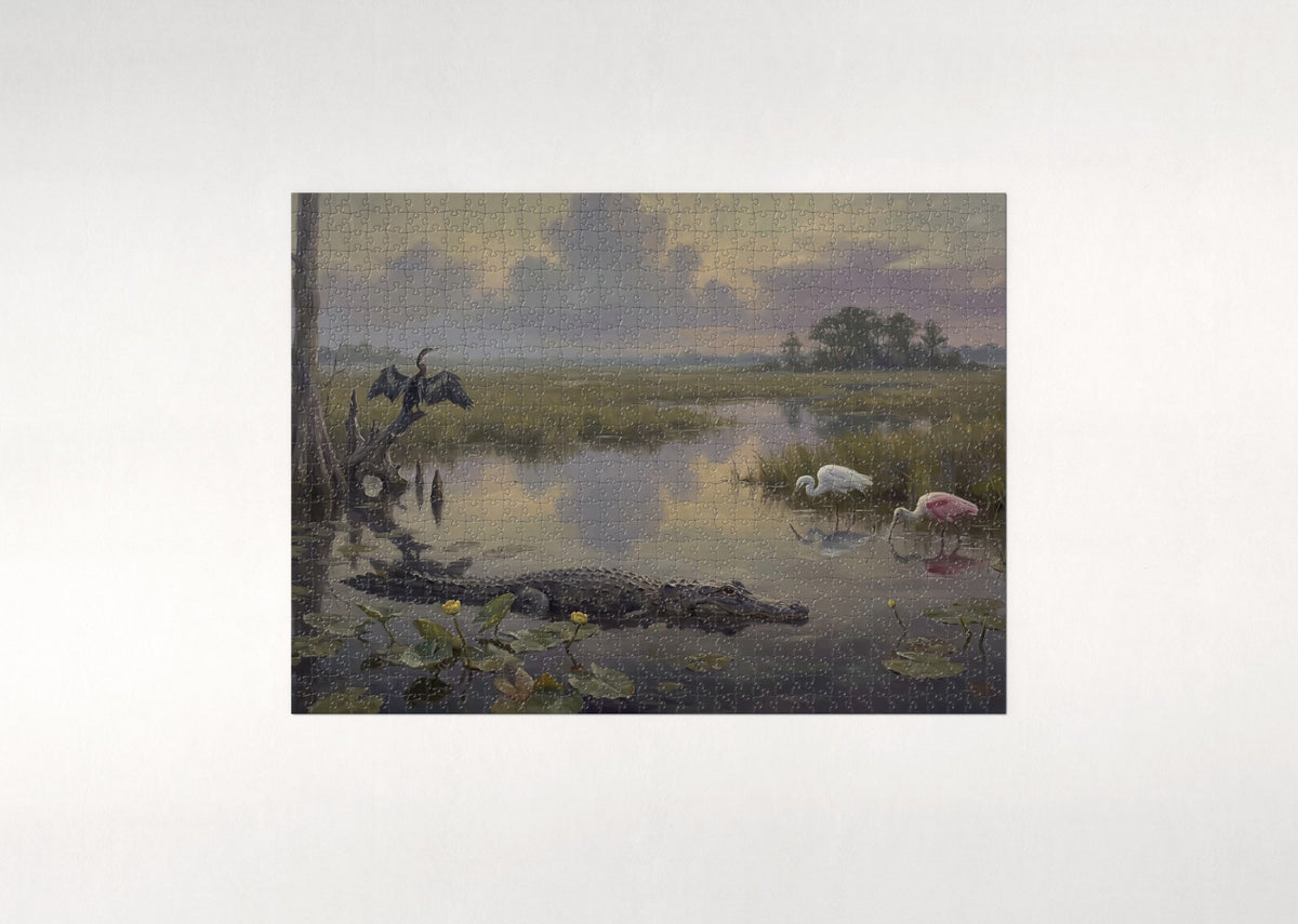 Alligator in the Everglades jigsaw puzzle - flat puzzle
