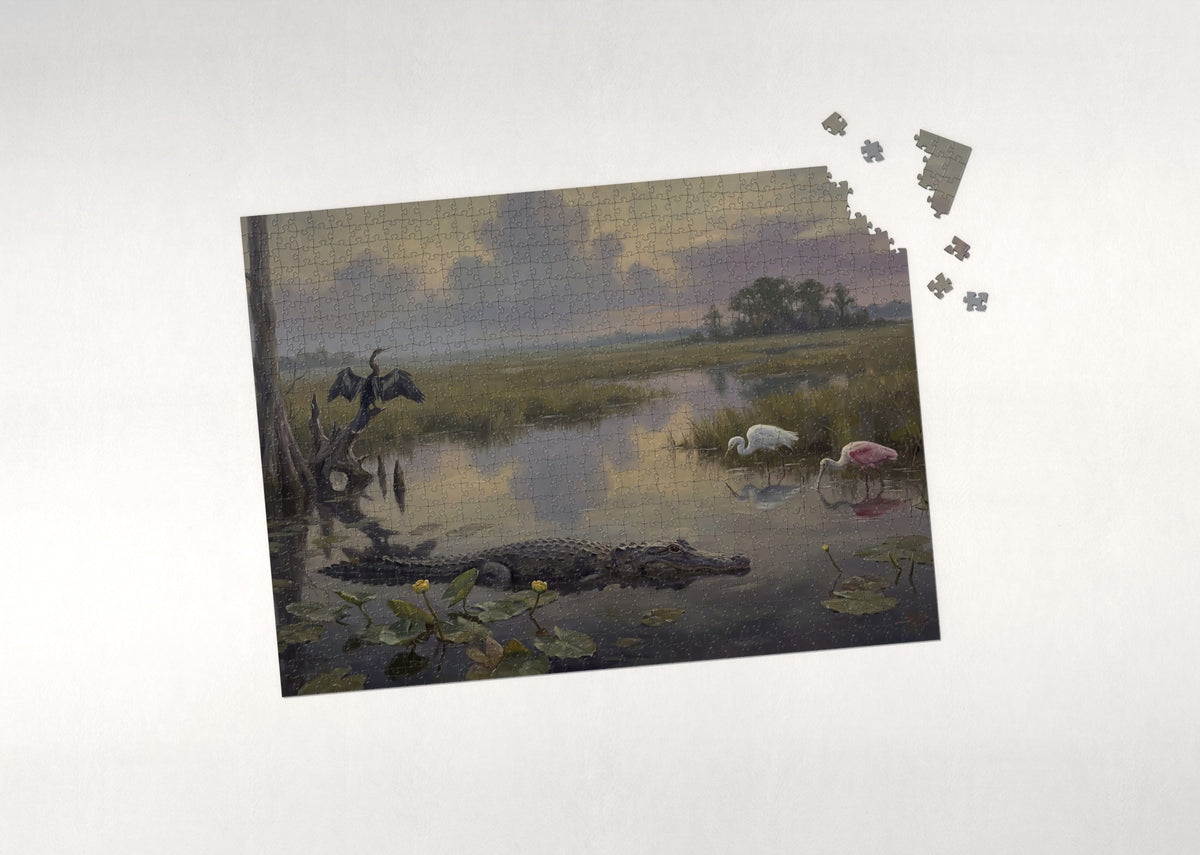 Alligator in the Everglades jigsaw puzzle - puzzle with loose pieces