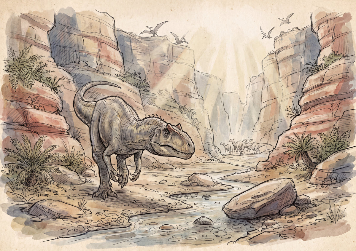 Allosaurus Hunting in the Canyon jigsaw puzzle
