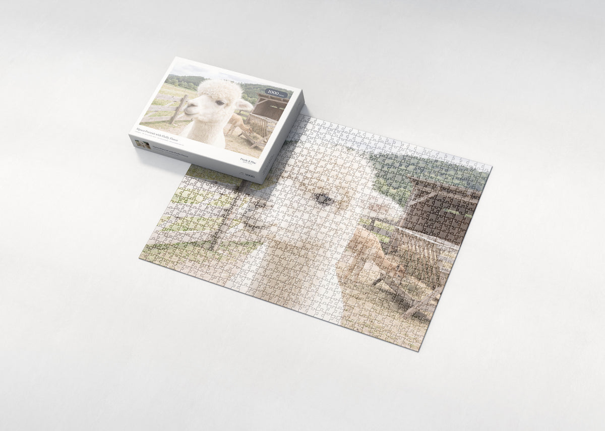 Alpaca Portrait with Fluffy Fleece jigsaw puzzle - box and puzzle