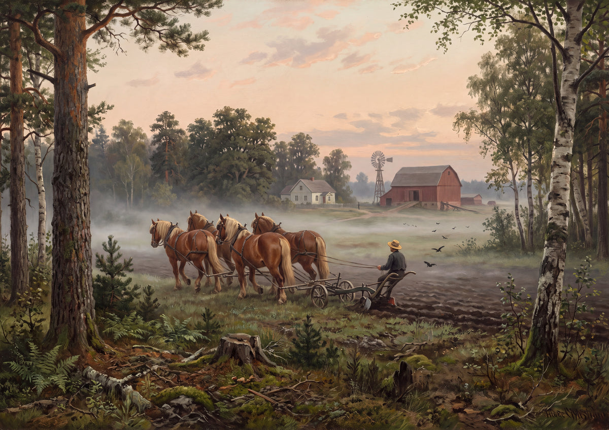 Amish Plow Team at Dawn jigsaw puzzle