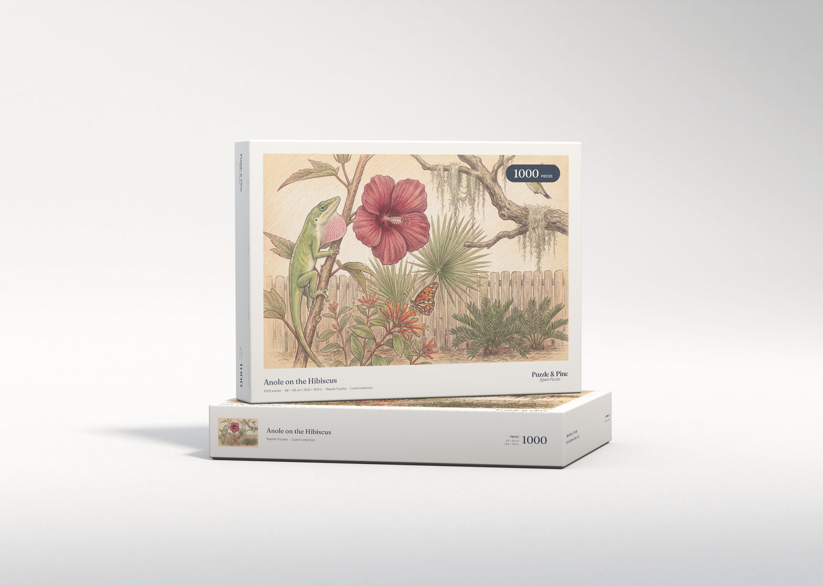 Anole on the Hibiscus jigsaw puzzle - gift box