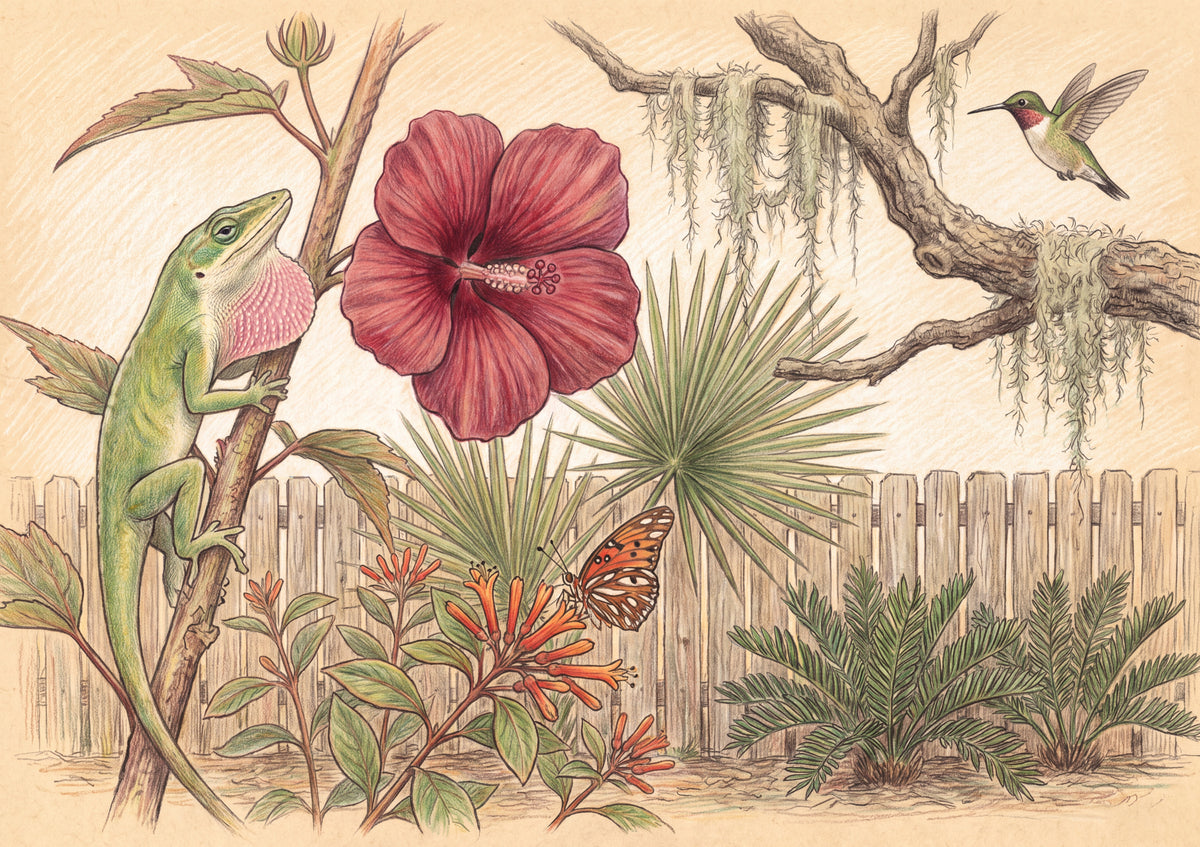 Anole on the Hibiscus jigsaw puzzle