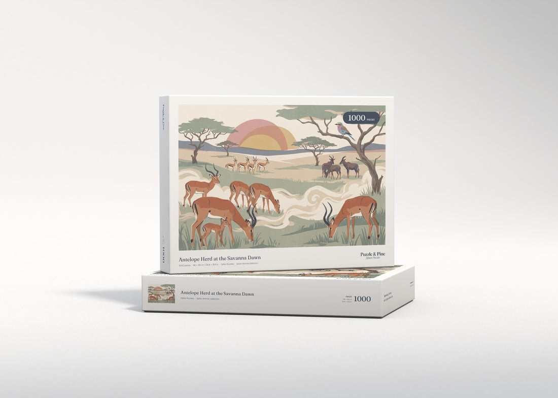 Antelope Herd at the Savanna Dawn jigsaw puzzle - gift box