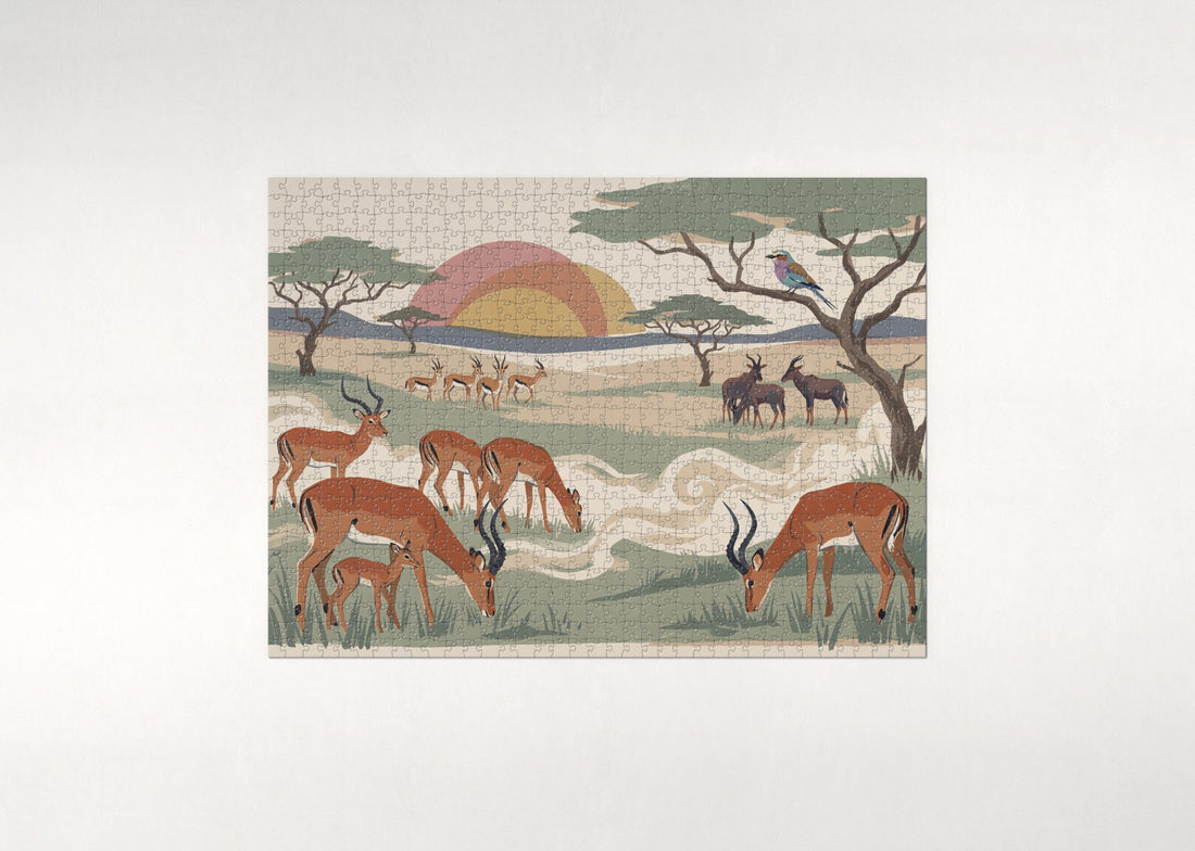 Antelope Herd at the Savanna Dawn jigsaw puzzle - gift box