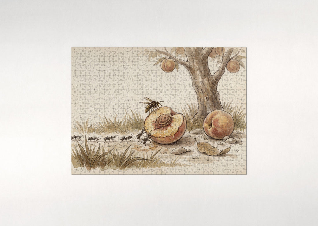 Ants Along the Fallen Peach jigsaw puzzle - gift box