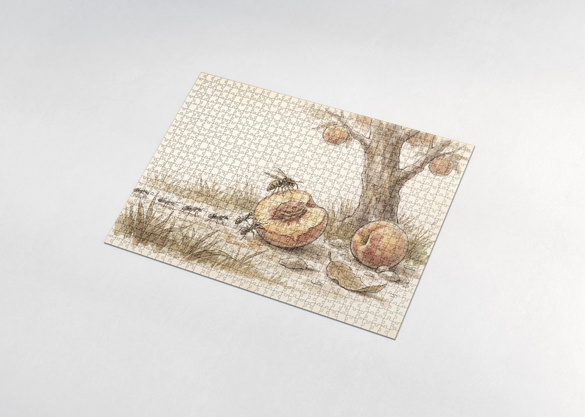 Ants Along the Fallen Peach jigsaw puzzle - assembled puzzle
