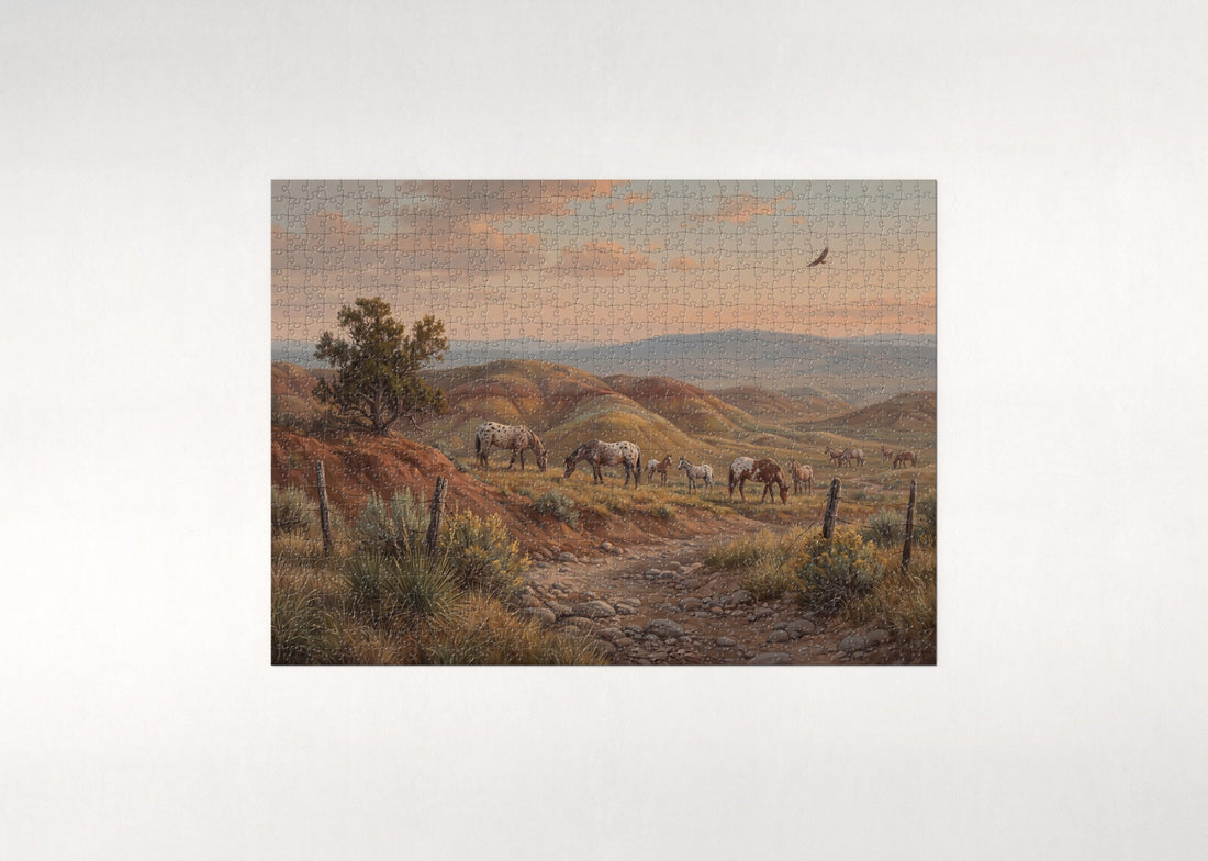 Appaloosa Herd on the Painted Hills jigsaw puzzle - gift box