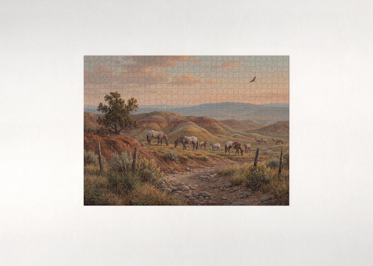 Appaloosa Herd on the Painted Hills jigsaw puzzle - flat puzzle