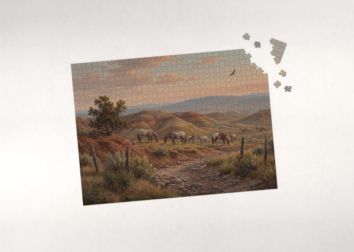 Appaloosa Herd on the Painted Hills jigsaw puzzle - puzzle with loose pieces