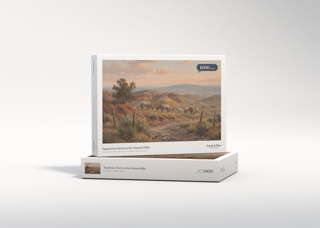 Appaloosa Herd on the Painted Hills jigsaw puzzle - gift box