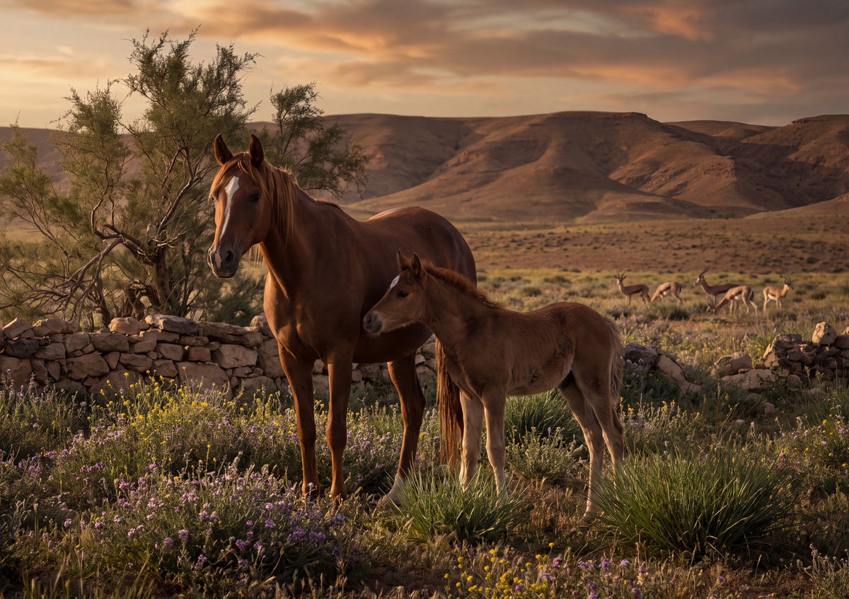 Arabian Mare and Foal at Sunrise jigsaw puzzle