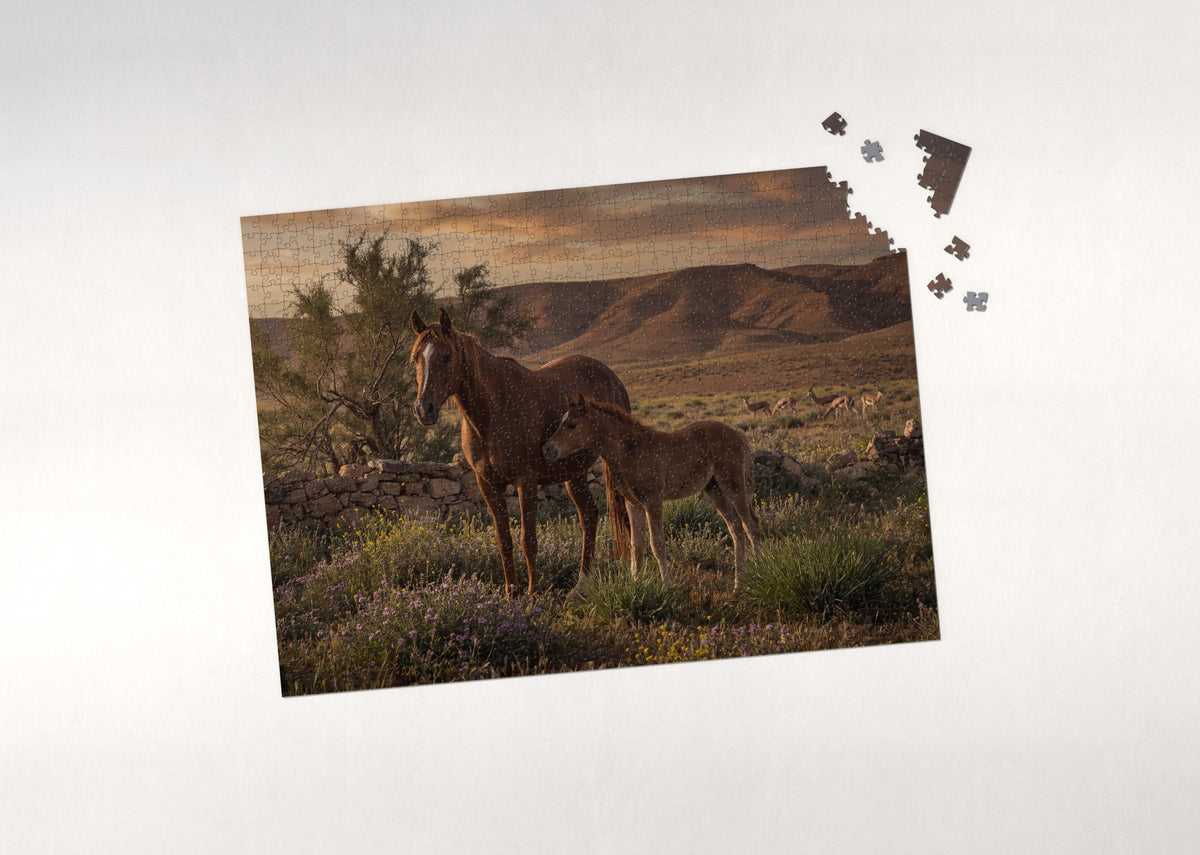 Arabian Mare and Foal at Sunrise jigsaw puzzle - puzzle with loose pieces