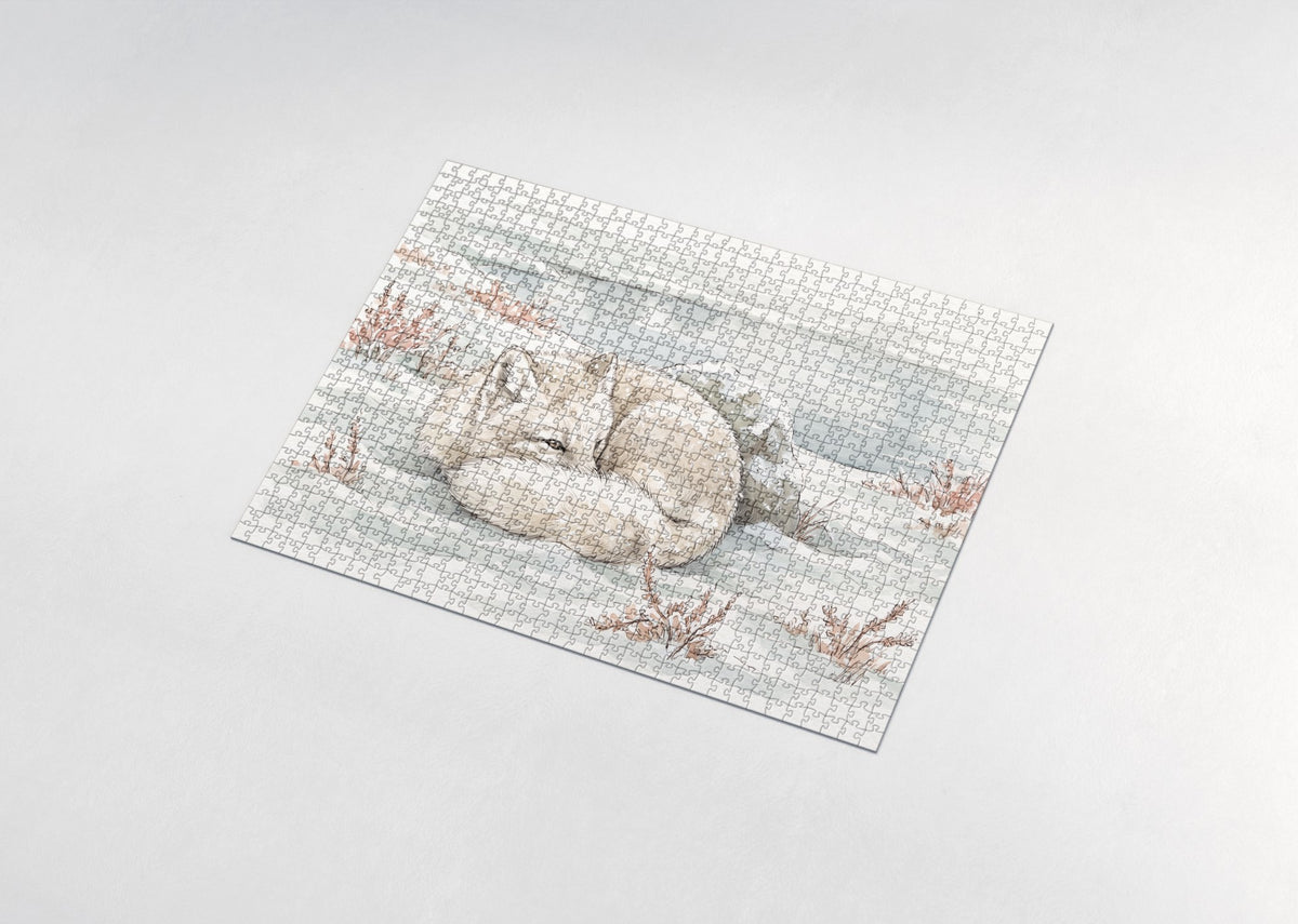 Arctic Fox Curled in the Snow jigsaw puzzle - assembled puzzle