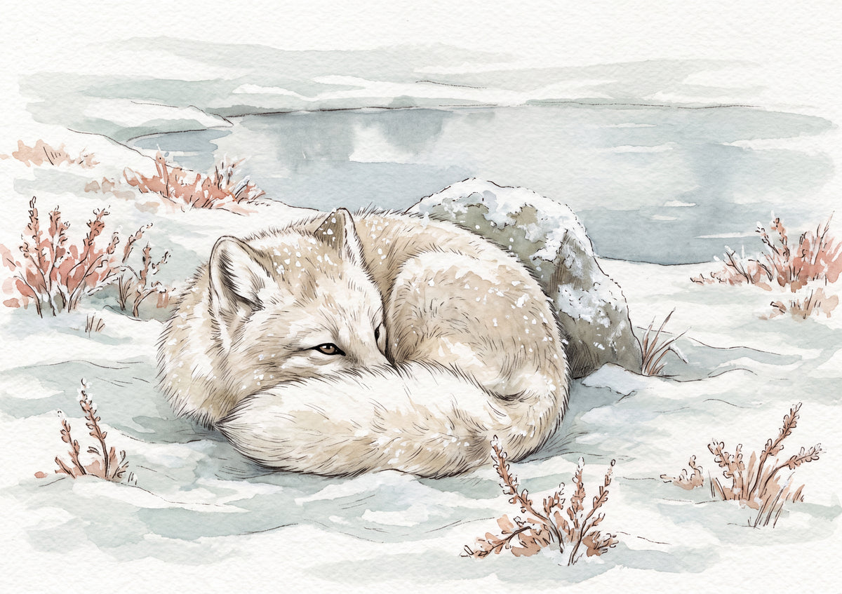 Arctic Fox Curled in the Snow jigsaw puzzle