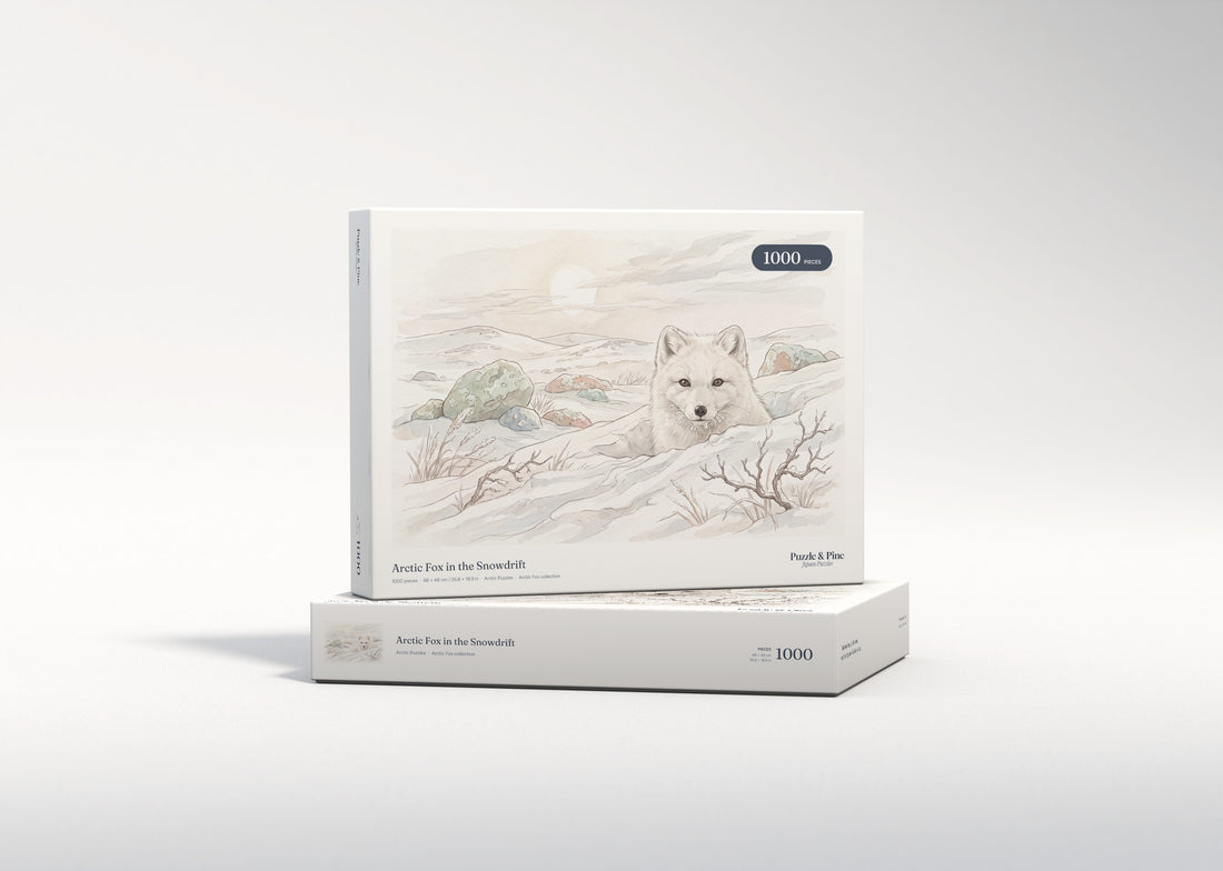 Arctic Fox in the Snowdrift jigsaw puzzle - gift box