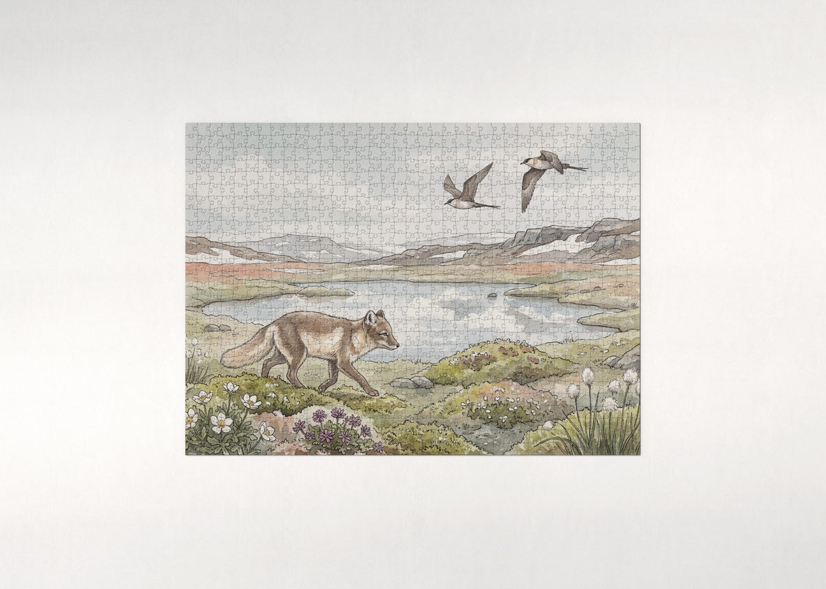 Arctic Fox on the Summer Tundra jigsaw puzzle - flat puzzle