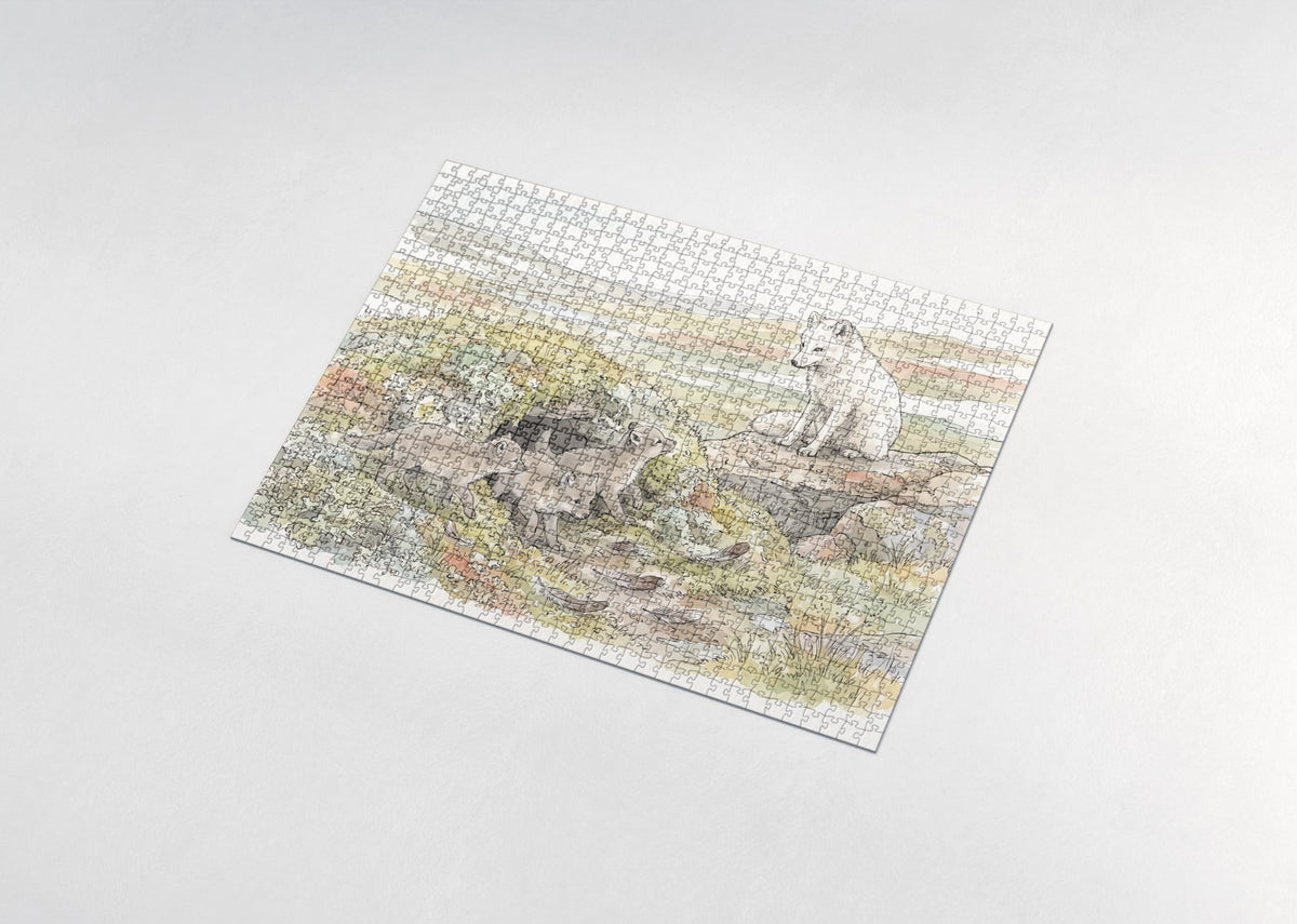 Arctic Fox Pups at the Den jigsaw puzzle - assembled puzzle