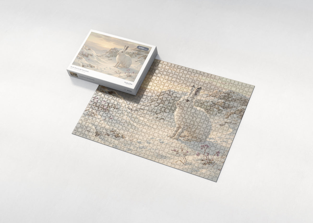 Arctic Hare in the Snowdrift jigsaw puzzle - box and puzzle