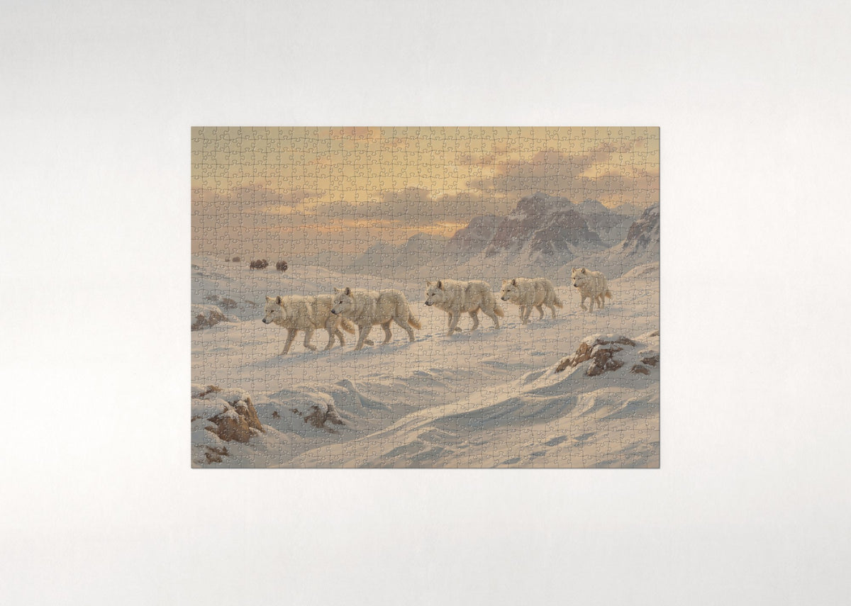 Arctic Wolf Pack in the Snow jigsaw puzzle - flat puzzle