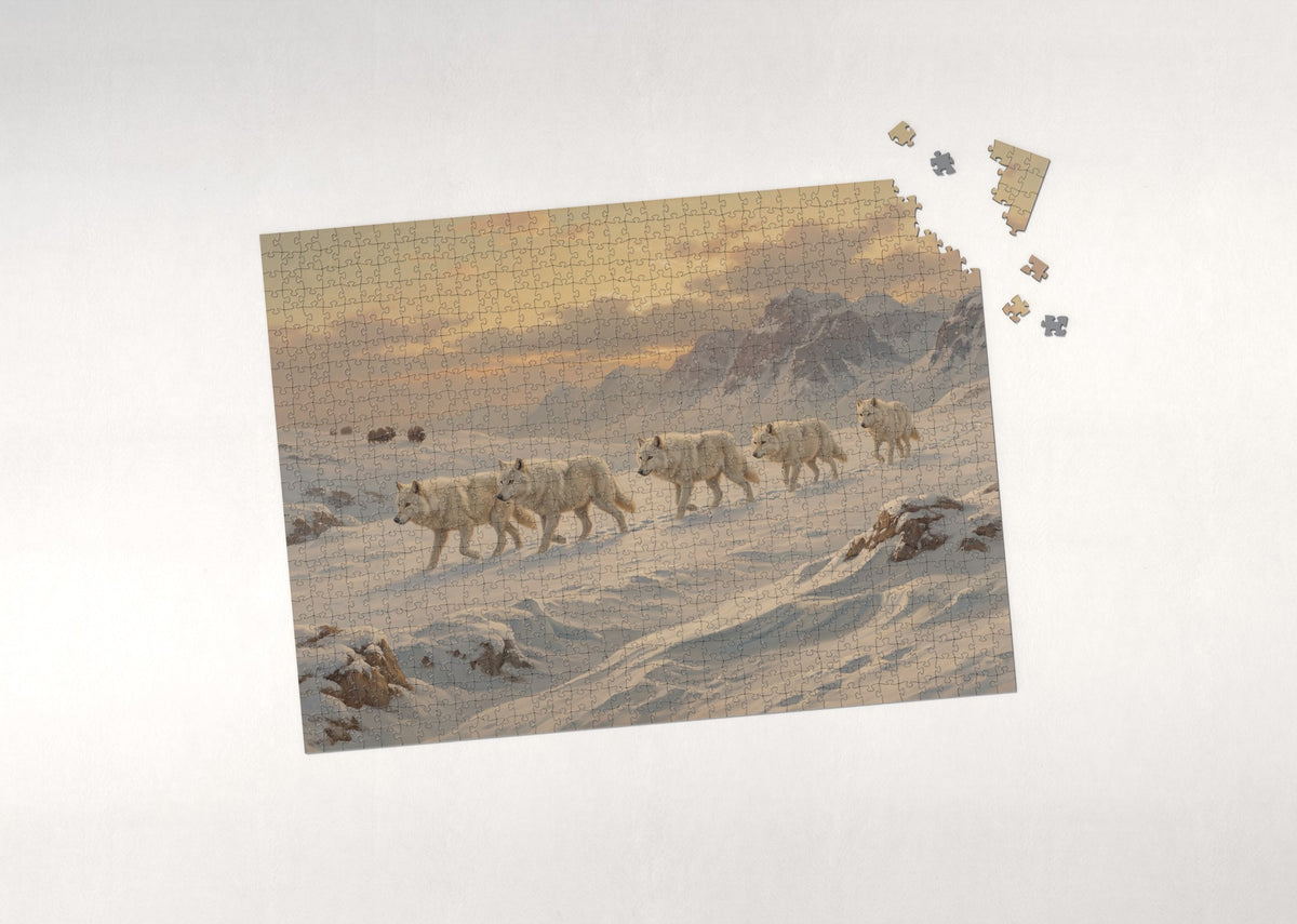 Arctic Wolf Pack in the Snow jigsaw puzzle - puzzle with loose pieces