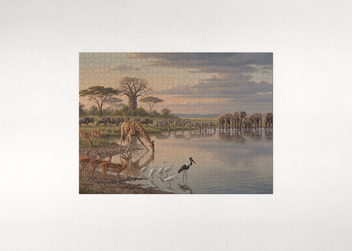At the Watering Hole jigsaw puzzle - flat puzzle