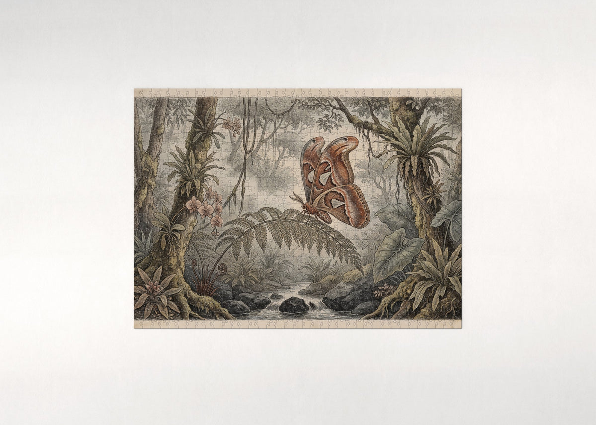 Atlas Moth on the Fern jigsaw puzzle - flat puzzle
