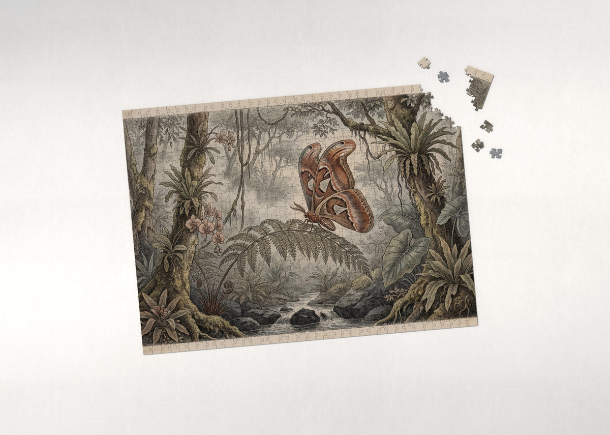 Atlas Moth on the Fern jigsaw puzzle - puzzle with loose pieces