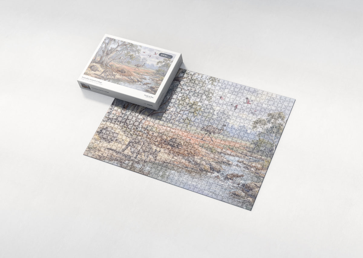 Australian Animals Collage jigsaw puzzle - box and puzzle
