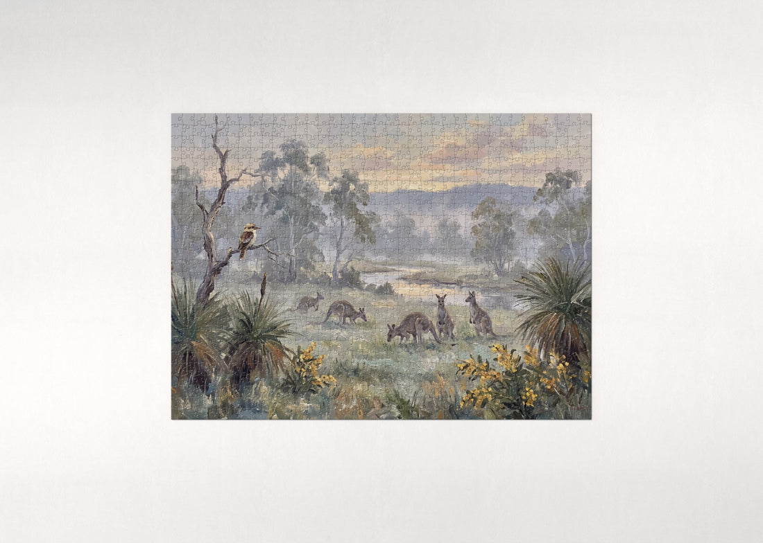 Australian Bush at Dawn jigsaw puzzle - gift box