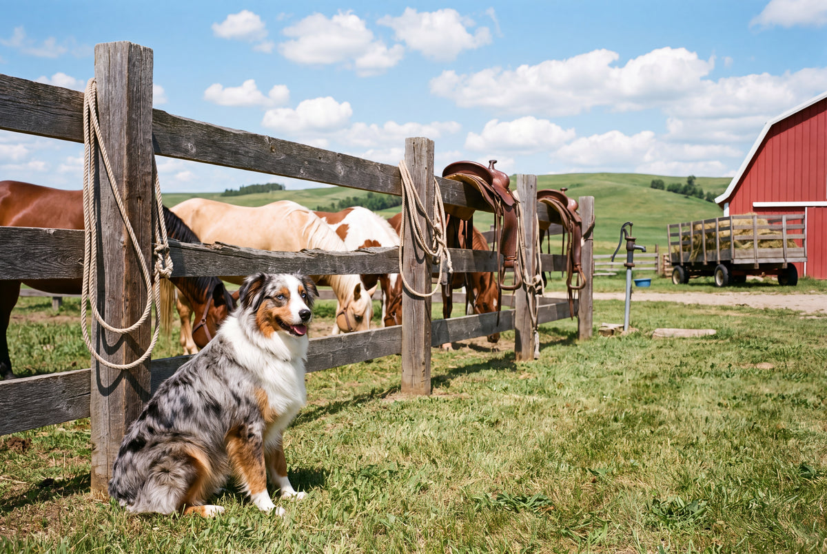 Australian Shepherd by the Horse Corral jigsaw puzzle