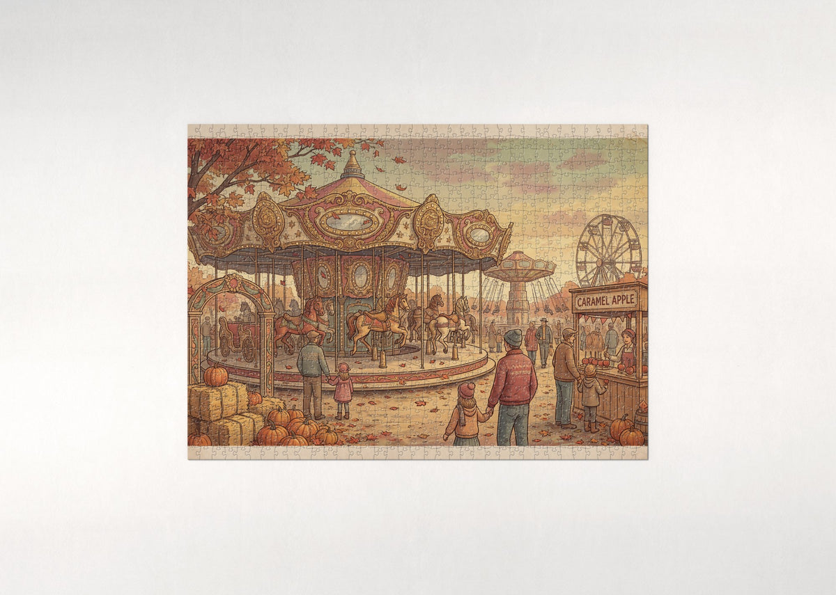 Autumn Fairground Carousel jigsaw puzzle - flat puzzle
