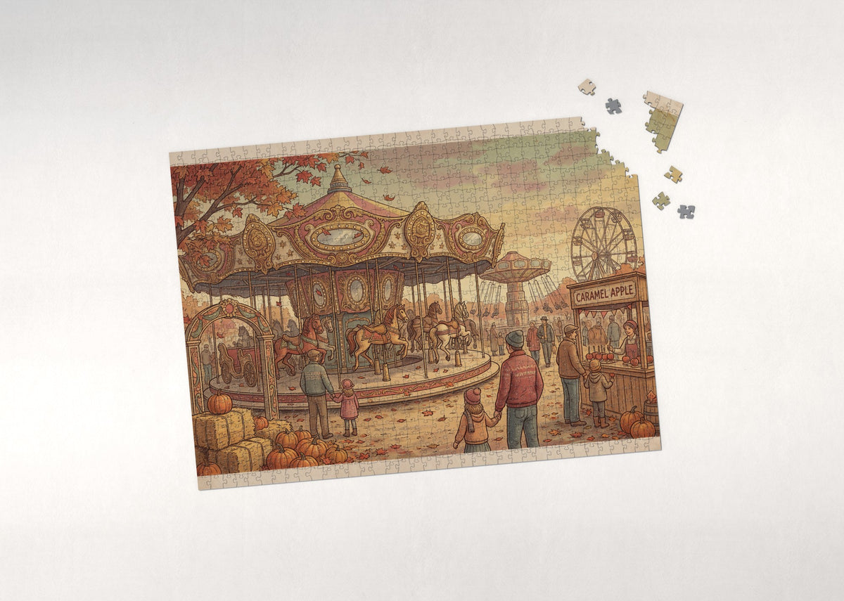 Autumn Fairground Carousel jigsaw puzzle - puzzle with loose pieces