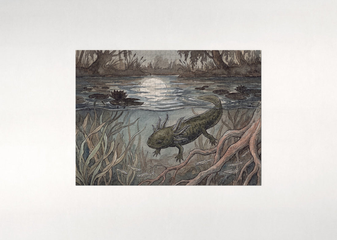 Axolotl in the Moonlit Water jigsaw puzzle - gift box