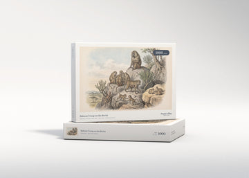 Baboon Troop on the Rocks jigsaw puzzle - gift box