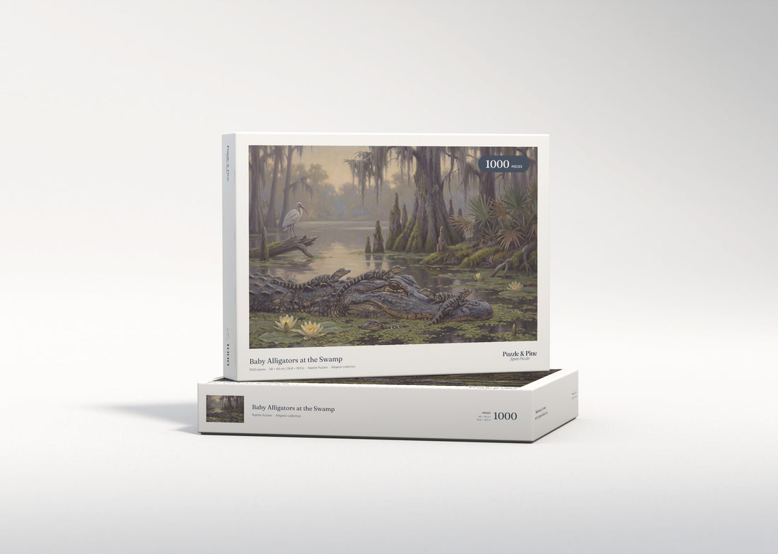 Baby Alligators at the Swamp jigsaw puzzle - gift box