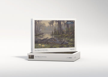 Baby Alligators at the Swamp jigsaw puzzle - gift box