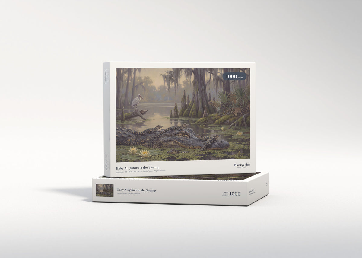 Baby Alligators at the Swamp jigsaw puzzle - gift box