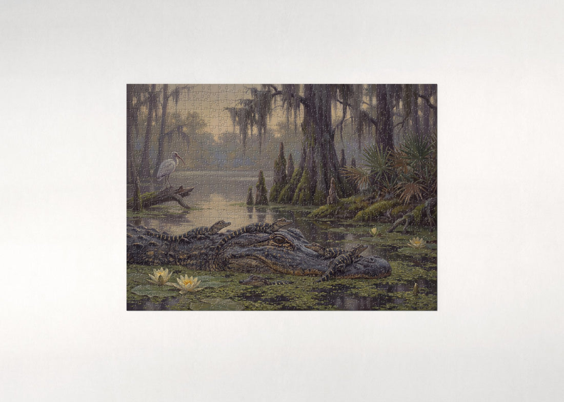 Baby Alligators at the Swamp jigsaw puzzle - gift box