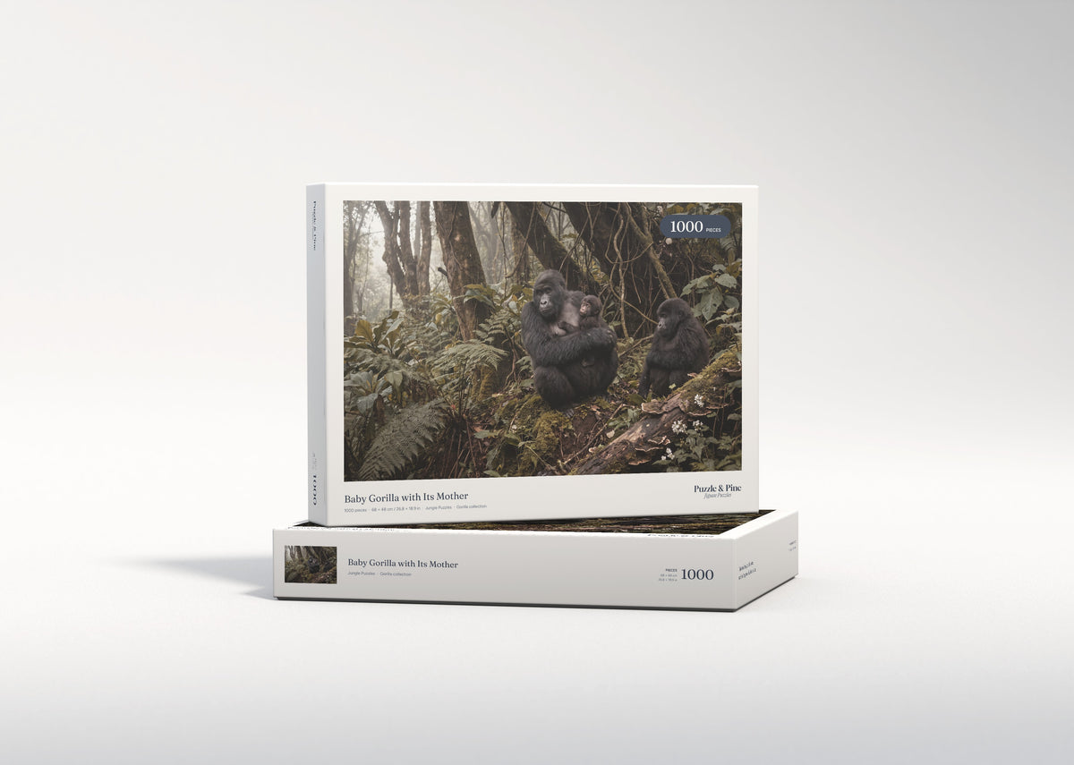 Baby Gorilla with Its Mother jigsaw puzzle - gift box