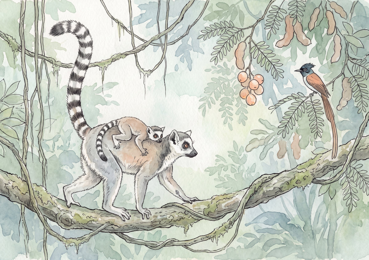 Baby Lemur on Its Mother's Back jigsaw puzzle