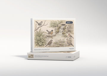 Backyard Birds at the Garden Pond jigsaw puzzle - gift box
