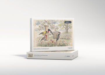 Backyard Birds at the Spring Feeder jigsaw puzzle - gift box